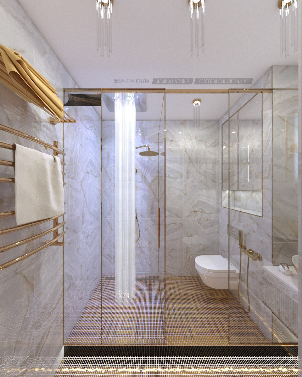 интерьер гостевого сан узла с душем