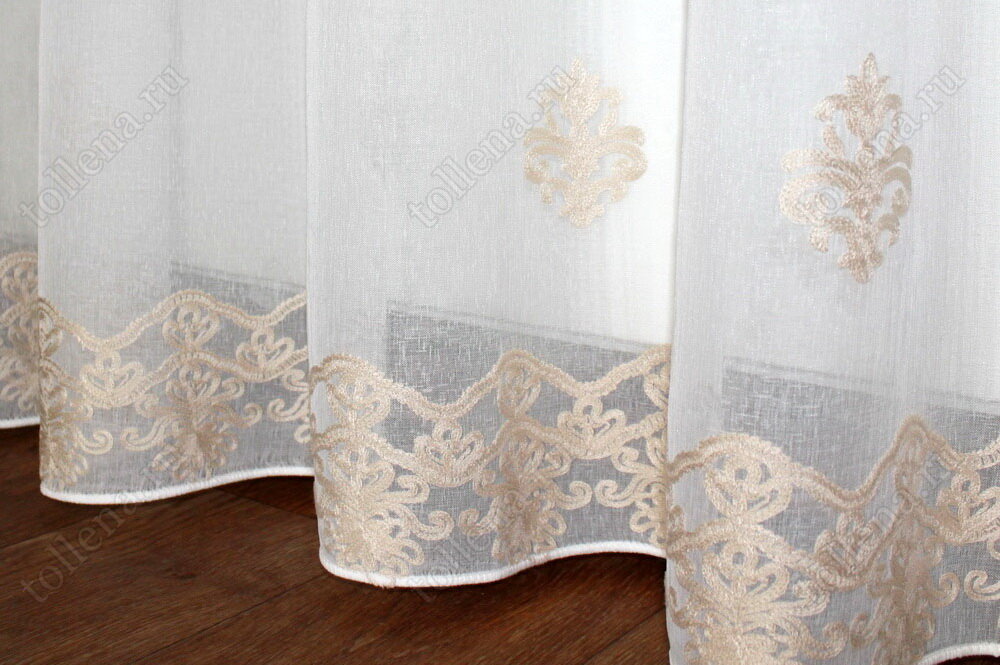 Тюль с вышивкой и утяжелителем по нижнему краю