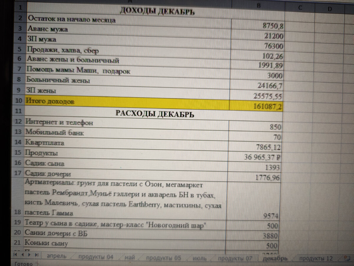 Здесь полный отчет о наших доходах и расходах за декабрь. Листайте галерею.