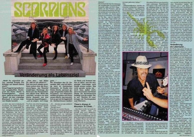 Первые две страницы рекламы альбома Scorpions "Savage Amusement" в журнале "Metal Hammer"