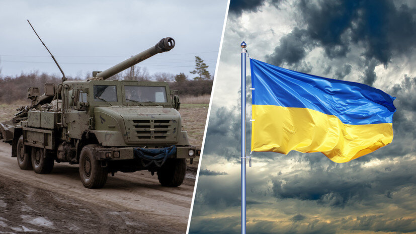     Французская самоходная гаубица Caesar / флаг Украины Gettyimages.ru Andre Luis Alves/Anadolu, Silent_GOS
