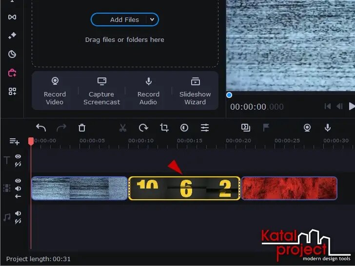 Выделенный клип на монтажном столе