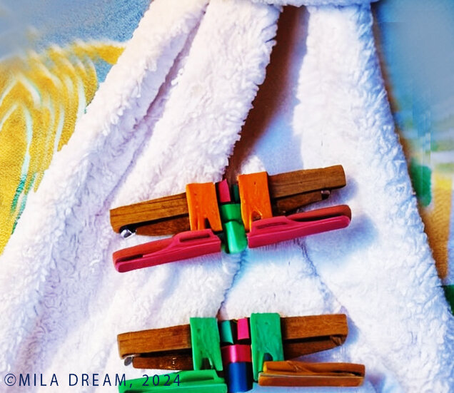 Прищепки на халате/ The clothespins on the bathrobe