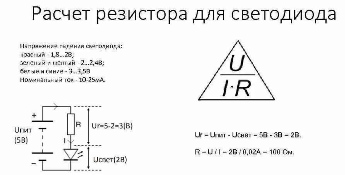 Расчет мощности сопротивления резистора