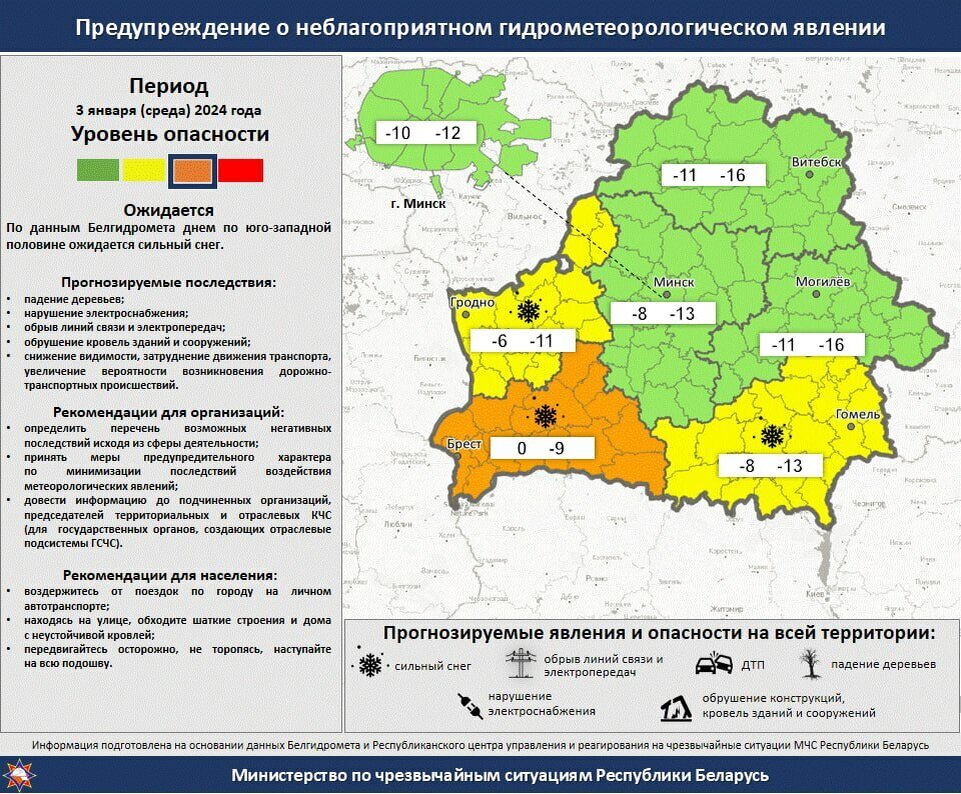 Синоптики предупредили белорусов о приближении арктической массы с метелями. Когда и где похолодает до -23°С? — Фото