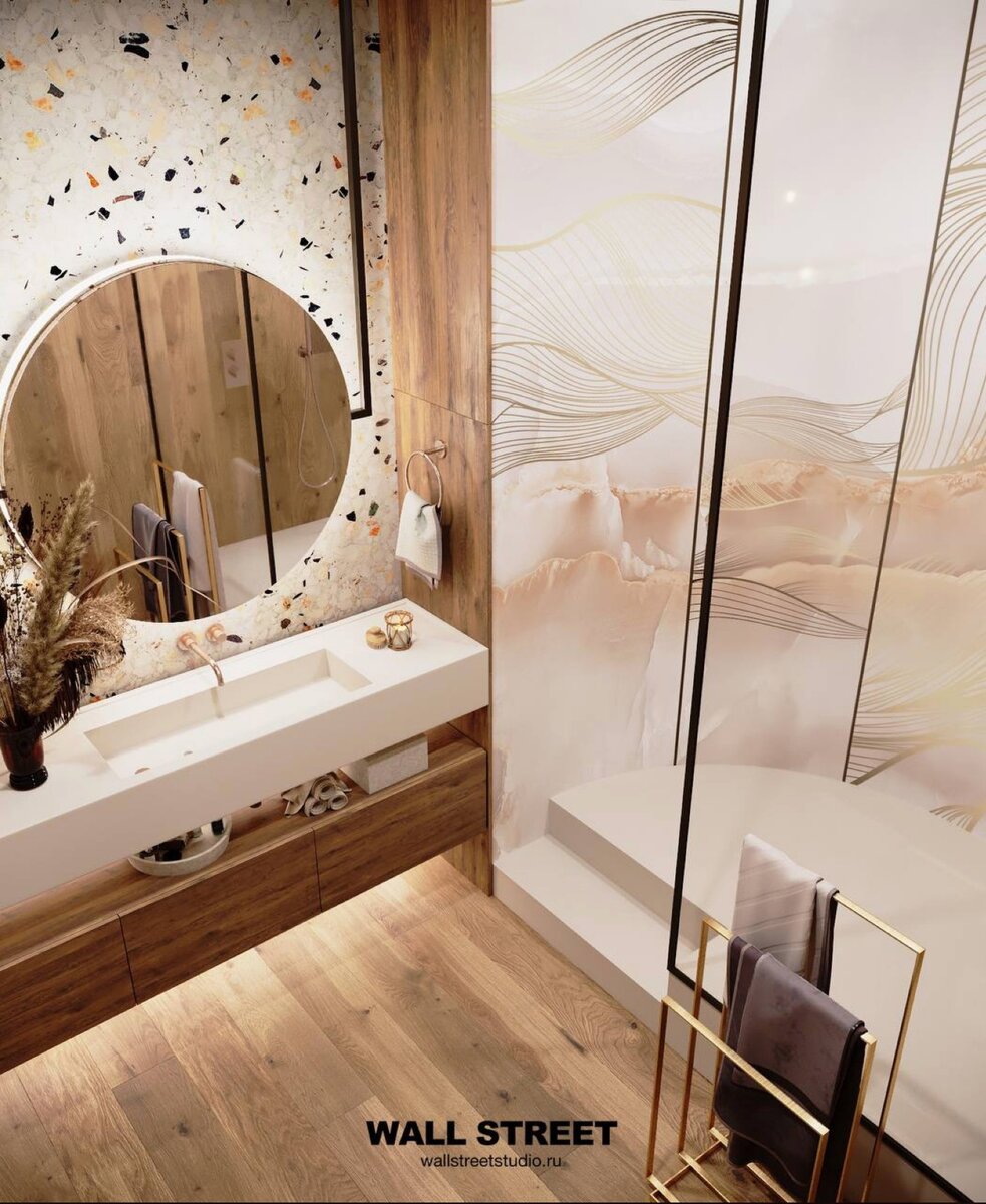 Идея оформления ванной. Обои Wall Street, коллекция Elegant