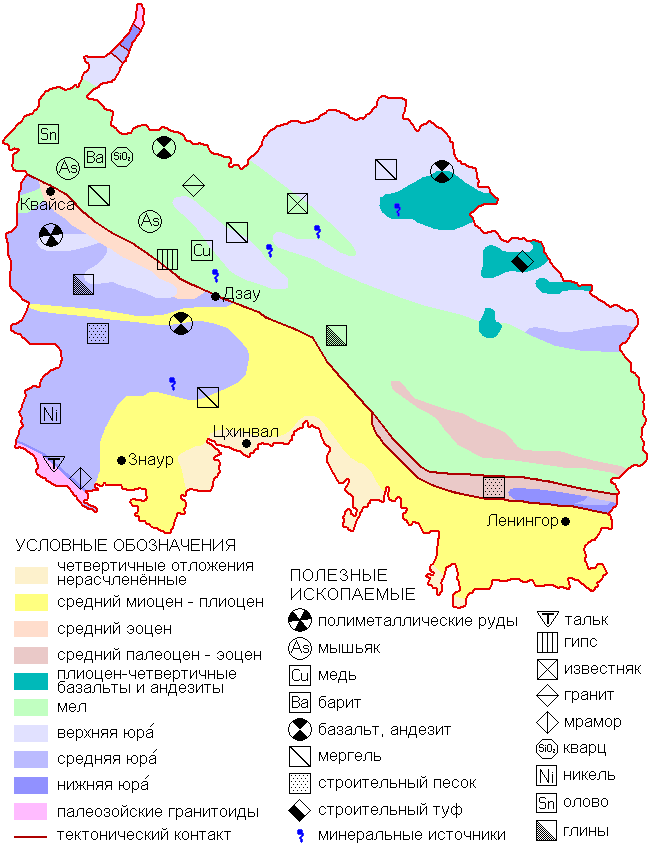 Гранит на карте полезных ископаемых