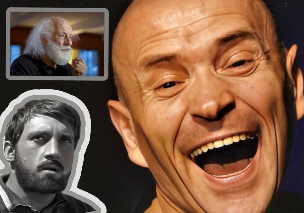 Юрий Медведев. Слева внизу - Владимир Высоцкий. Слева вверху - Слава Полунин