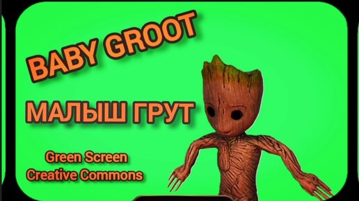 Малыш Грут видео Green Screen футаж. Хромакей анимация на зелёном фоне.