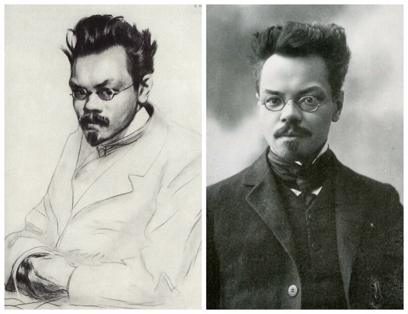 Кустодиев. Портрет писателя А.М. Ремизова. 1907.