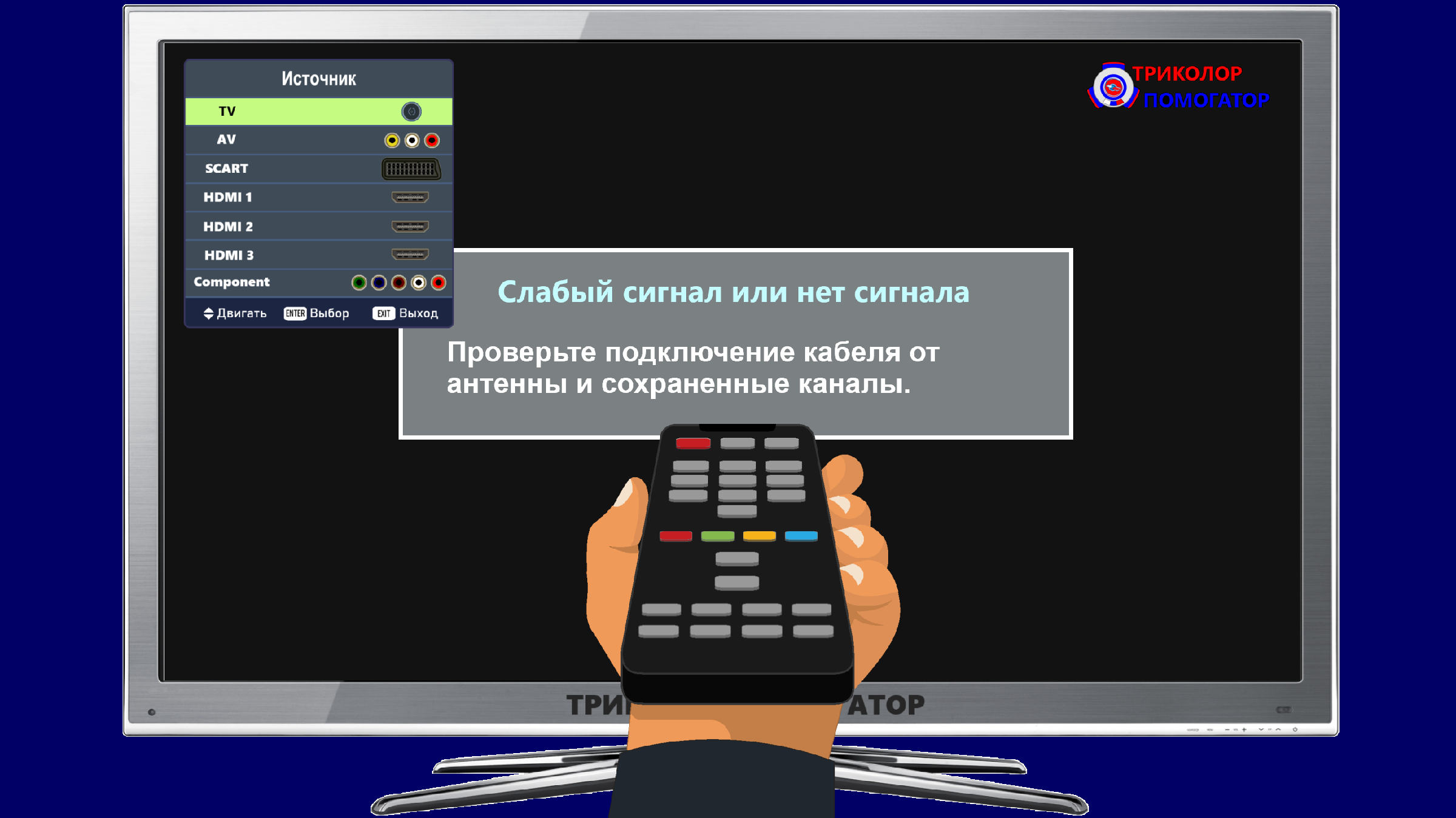 Настройка триколор нет сигнала. Нет сигнала триколор. нет сигнала триколор что делать.