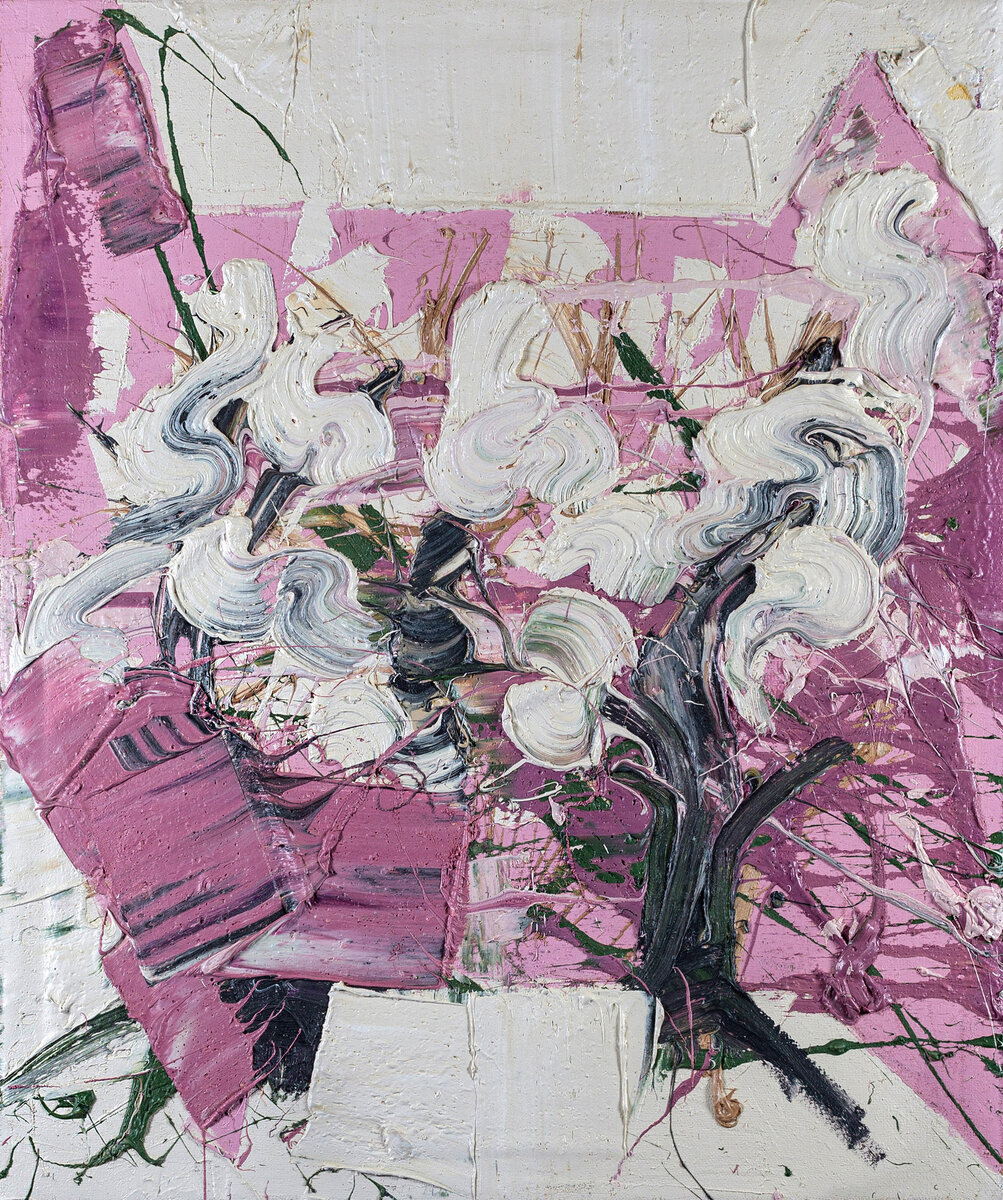 Екатерина Лебедева художник "Цветущая вишня, весна" Размер 100х120, холст, масло 2019г