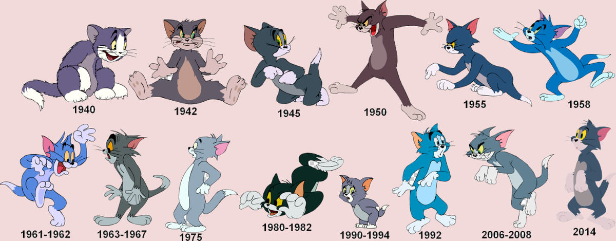 Тома маленькая и другая тома. Том и Джерри рисовка 1940. Эволюция Тома. Рисовки Тома и Джерри по годам. Том и Джерри Эволюция рисовки.