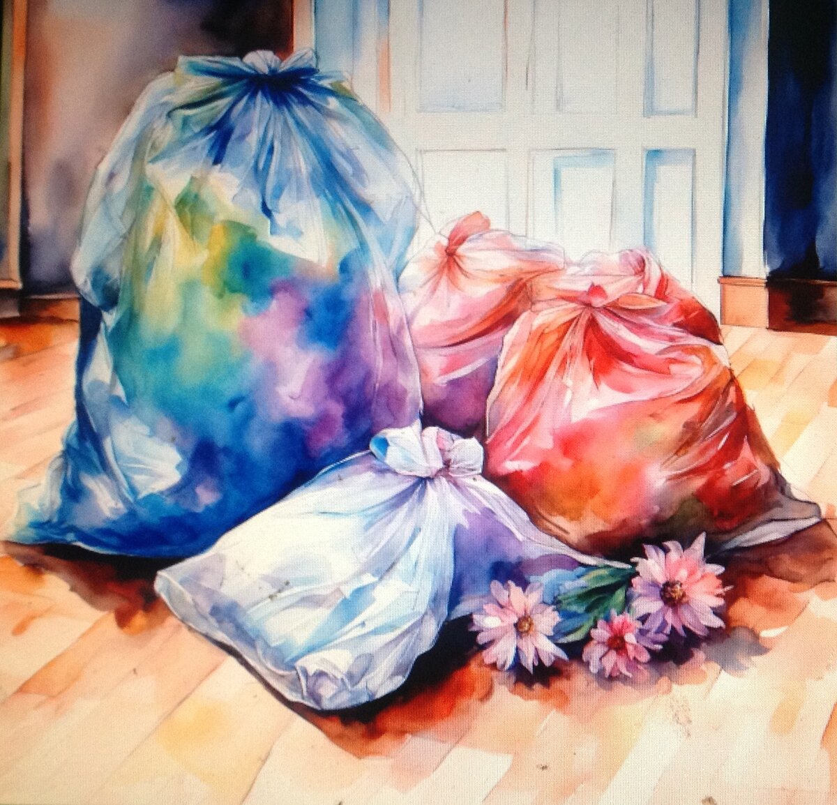 Пакеты с пакетами. Иллюстрация нарисована при помощи Kandinsky 3.0