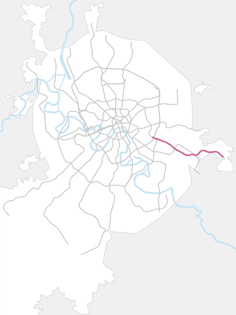 Трассировка Некрасовской линии на карте Москвы. Взято отсюда: https://ru.wikipedia.org.