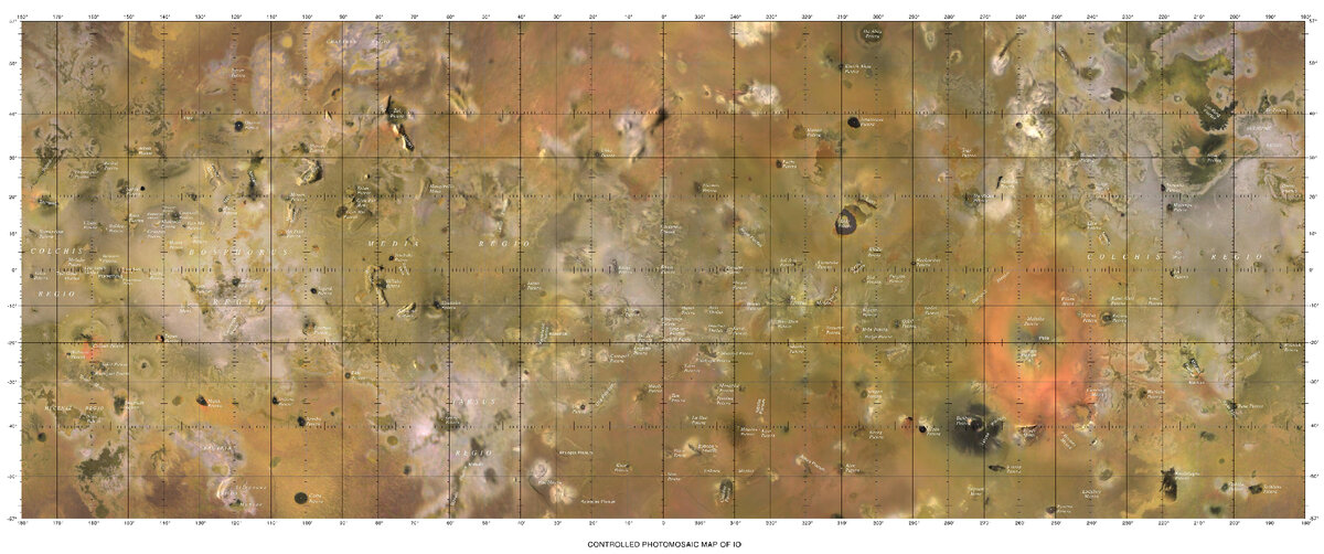 Карта Ио - экваториальные области