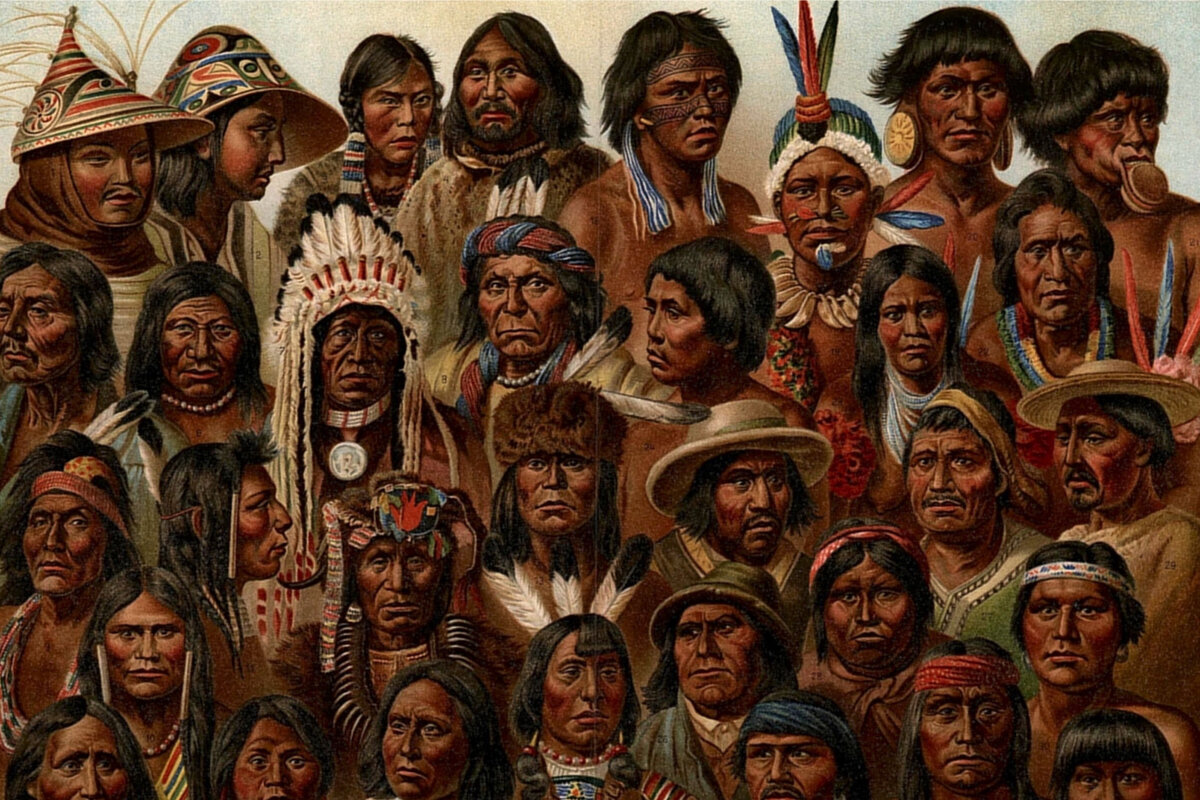 Фрагмент иллюстрации «Коренные народы Америки», Nordisk familjebok, 1904 год.