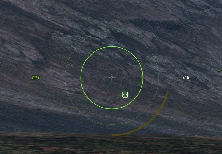 Бледный круг - это обычный круг сведения, до охлаждения орудия.