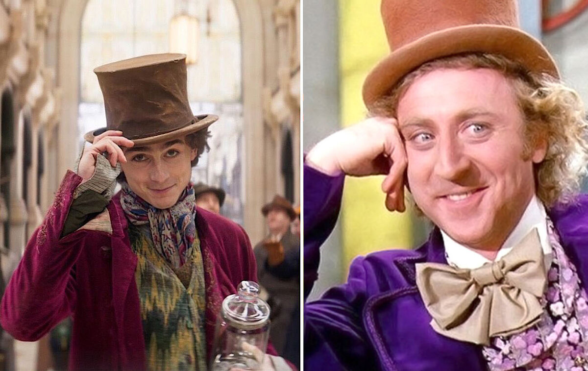 Тимоти Шаламе и Джин Уайлдерв образе Вилли Вонки