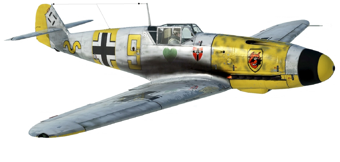 ТТХ Bf.109F-4: Масса взлетная - 2.930 кг. Двигатель: Daimler-Benz DB.601Е на 1.350 л.с. Максимальная скорость - 620 км/ч. Потолок – 12 км. Дальность - 650 км (с подвесным баком 845 км). Вооружение: 1х20-мм пушка, 2х7,92-мм пулемета; возможна полевая подвеска под крыльями еще 2х20-мм пушек.