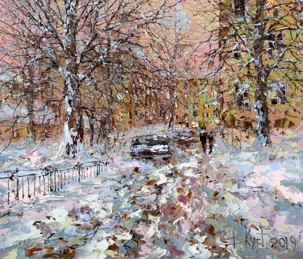 Дмитрий Кустанович. Вечерний дворик, 60х70 см, 2019