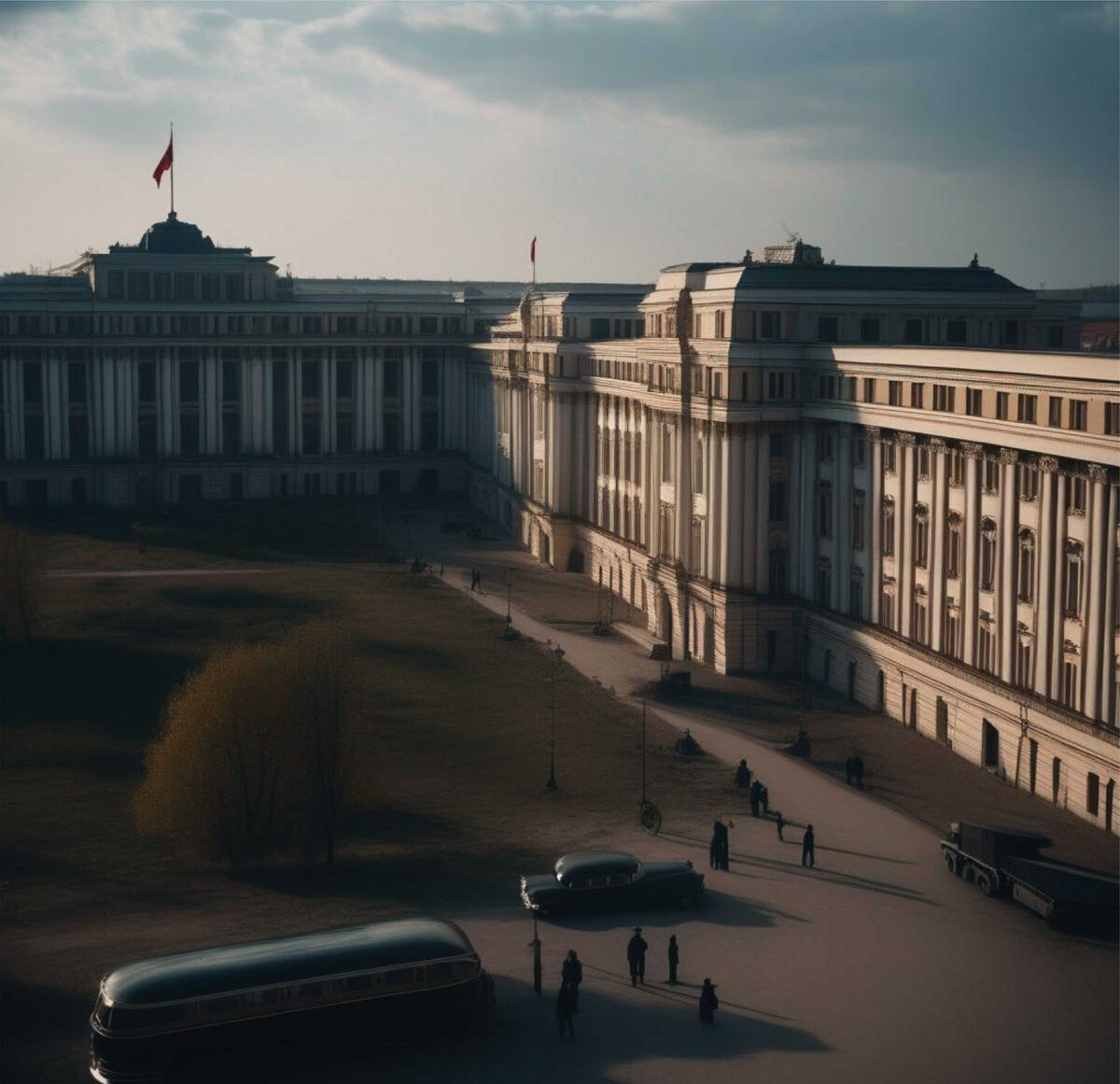 По мнению нейросети сталинский ампир выглядит именно так