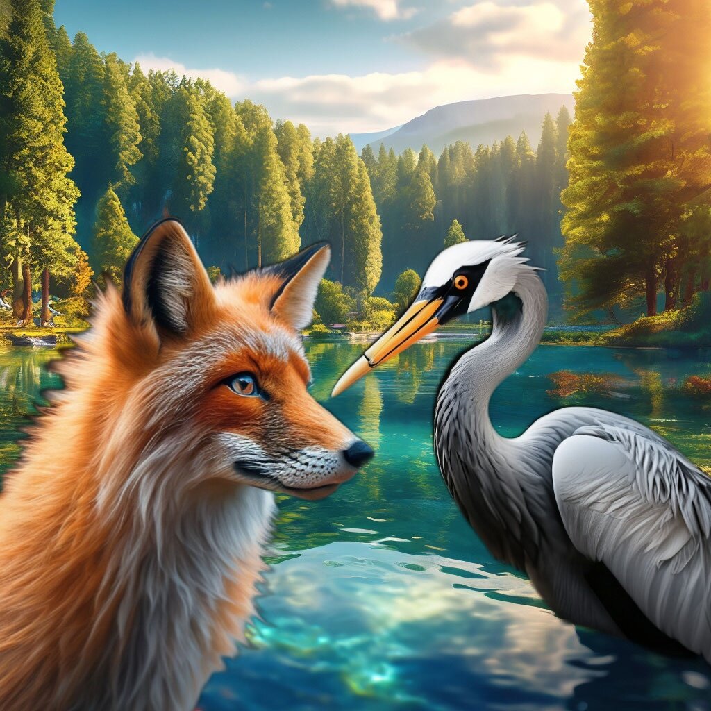 Лиса и журавль друзья