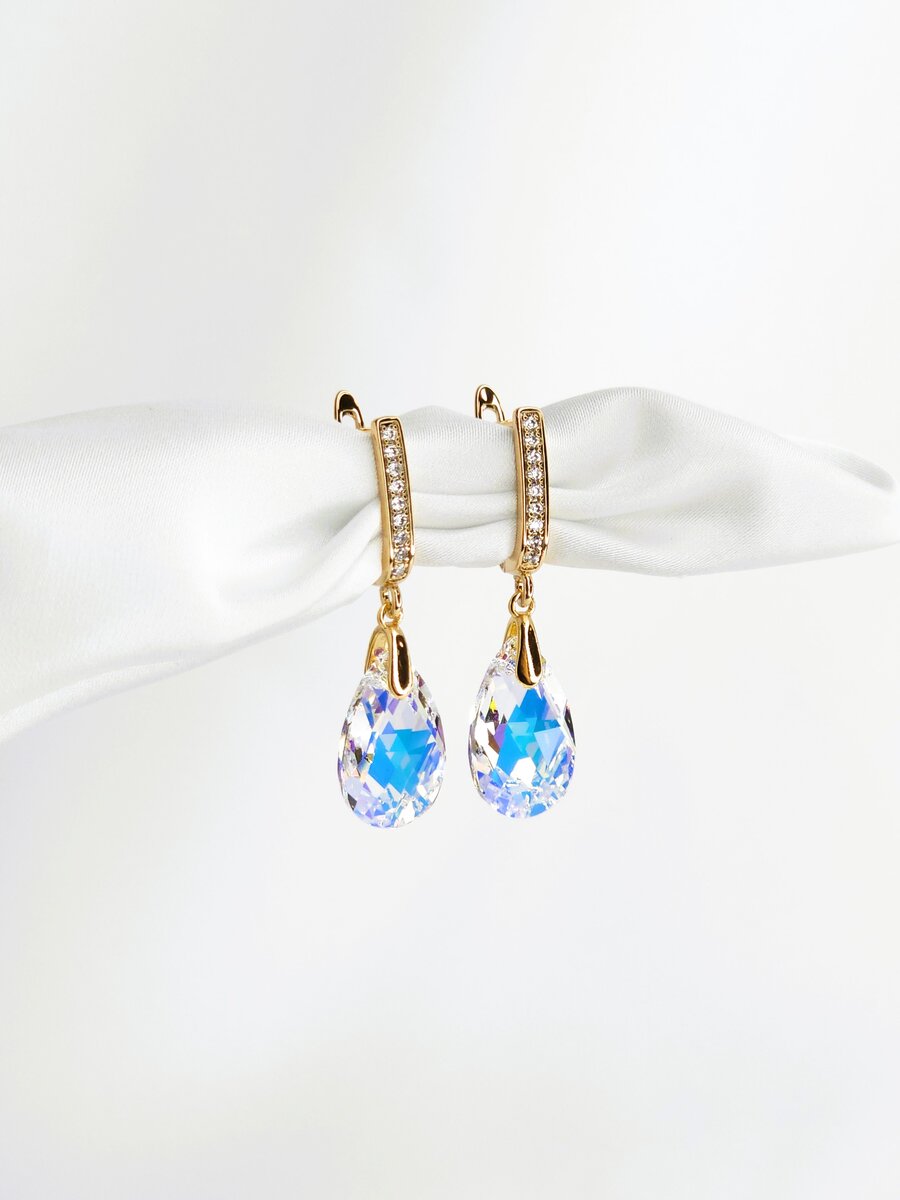Серьги вечерние подвески Swarovski