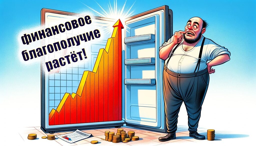 Финансовое благополучие. Авторские права на карикатуру принадлежат медиагруппе "Хакнем" и защищены товарным знаком ®️