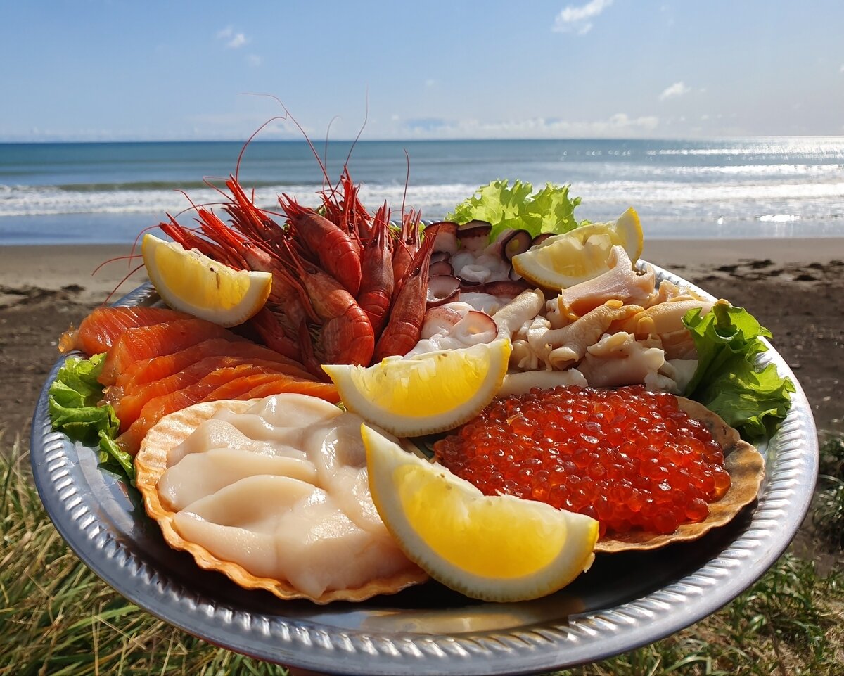 Рецепты еды в sea. Гастротур Сахалин. Морские деликатесы Сахалина. Рыбные деликатесы. Деликатесы из морепродуктов.