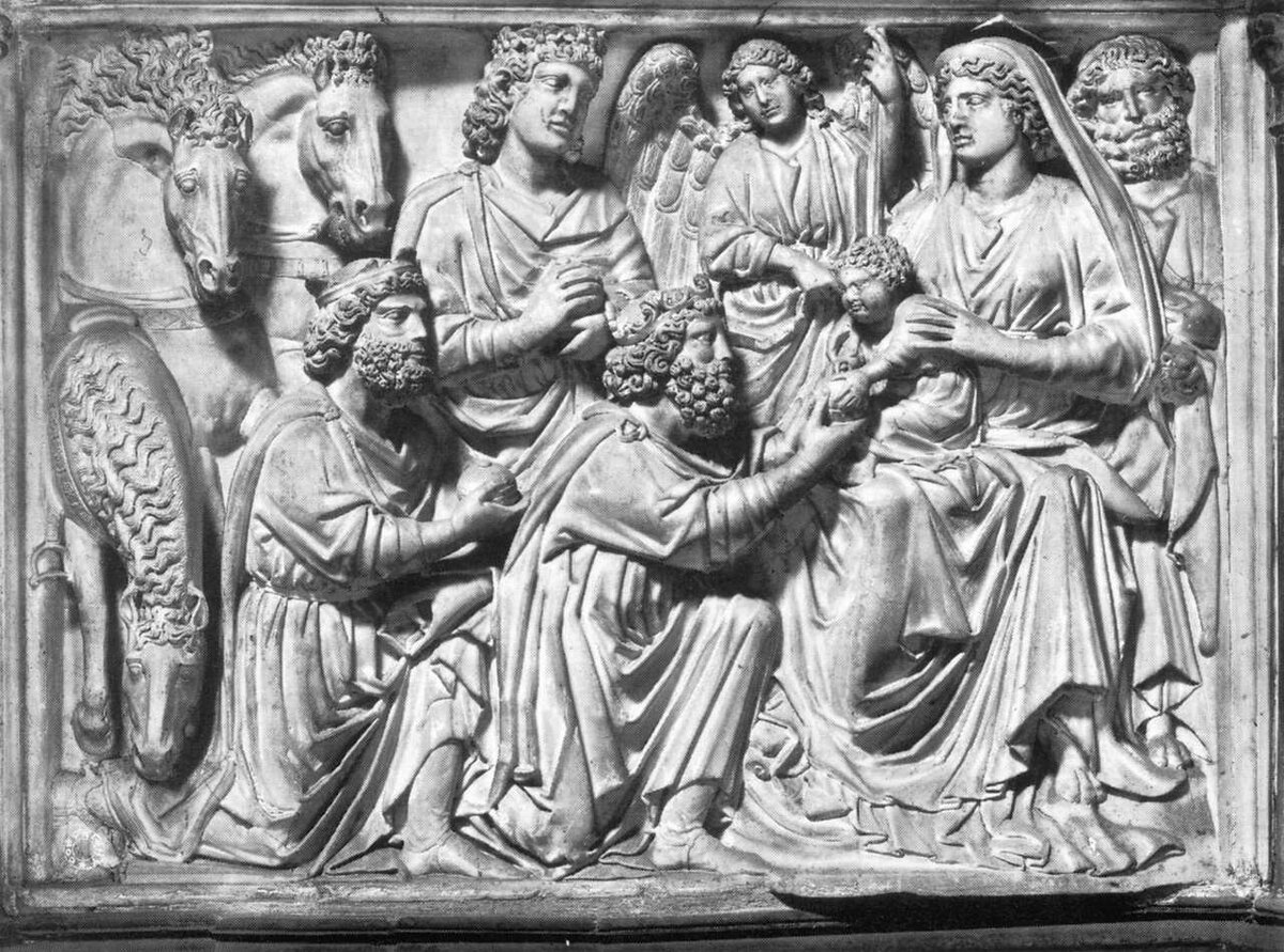 Никколо Пизано. Рельеф «Поклонение Волхвов». 1255–1260. Кафедра баптистерия, Пиза