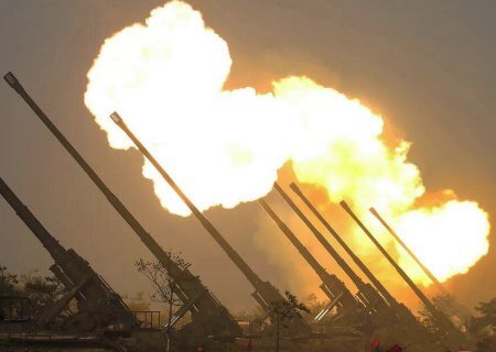    Северная Корея произвела более 200 выстрелов артиллерийских снарядов в сторону Южной