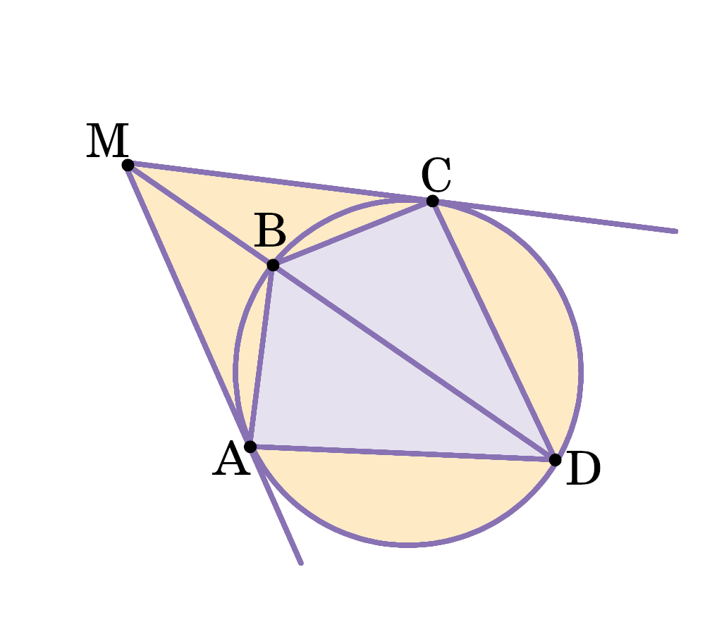 Диагонали четырехугольника в окружности