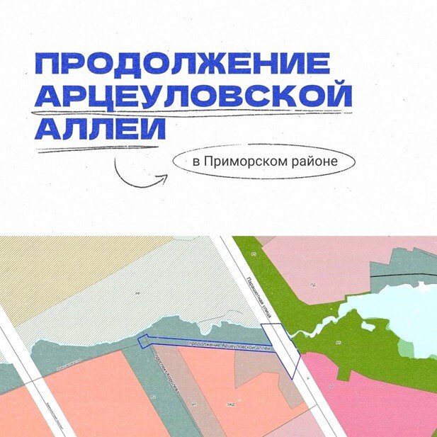    Продолжение Арцеуловской аллеи в Приморском районе Петербурга. Автор фото: t.me/a_beglov