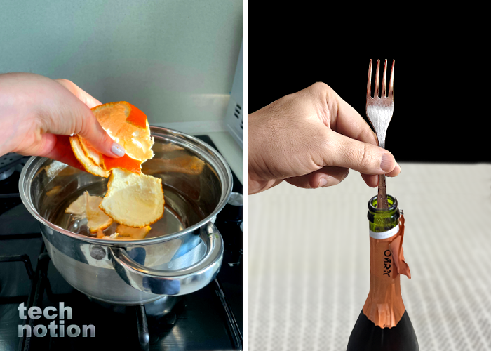 Для чего нужно кипятить кожуру апельсинов, а вилку класть в шампанское / Изображение: дзен-канал technotion