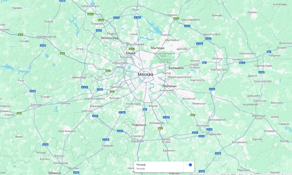 Рис.2. Кольцевая структура дорог Москвы и области.