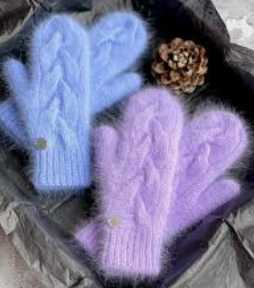 Вязаные двухцветные рукавицы. Двойная вязка для рукавиц спицами. Закрытие варежки. Два цвета варежки. Варежки спицами индийским клином.