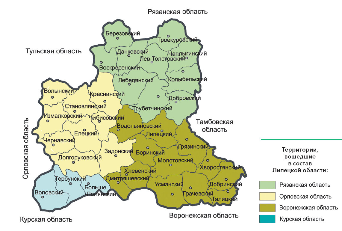 Карта центрального черноземья с областями