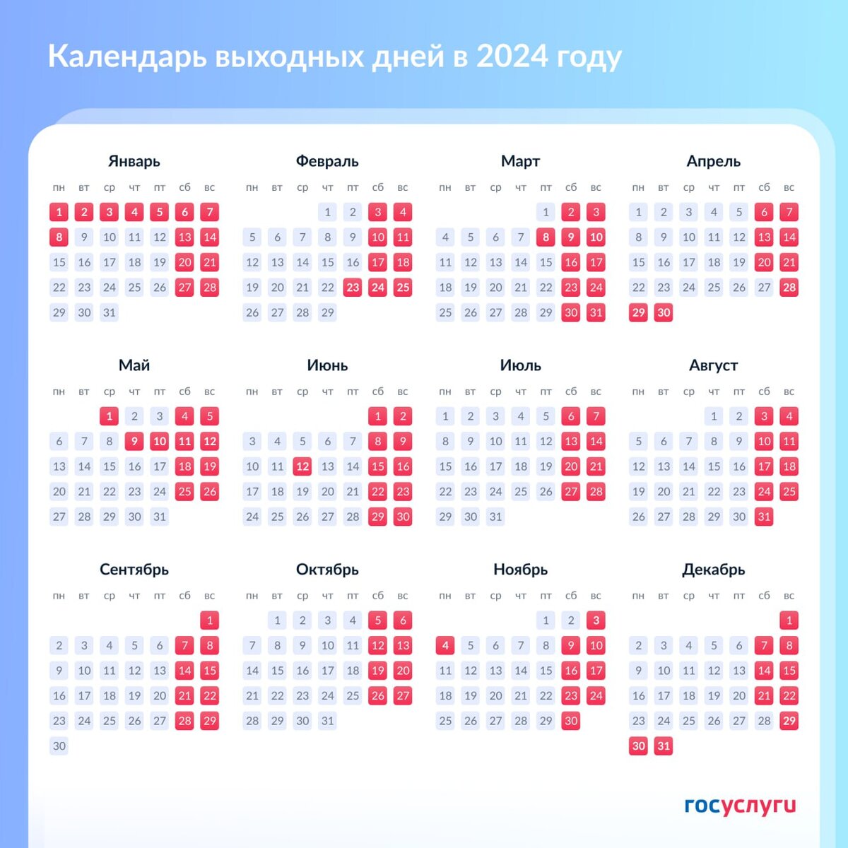 Календарь 2024 года: рабочие и выходные дни. | Маркшейдер карьера | Дзен