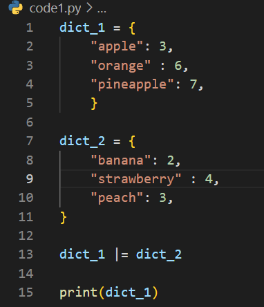 {'apple': 3, 'orange': 6, 'pineapple': 7, 'banana': 2, 'strawberry': 4, 'peach': 3}