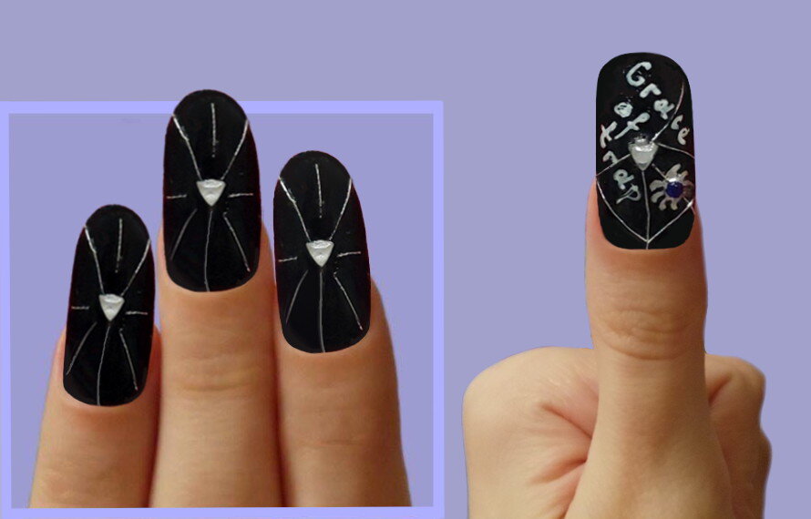 Коллаж. Ногтевой дизайн Паутина и Grace  Of  Trap