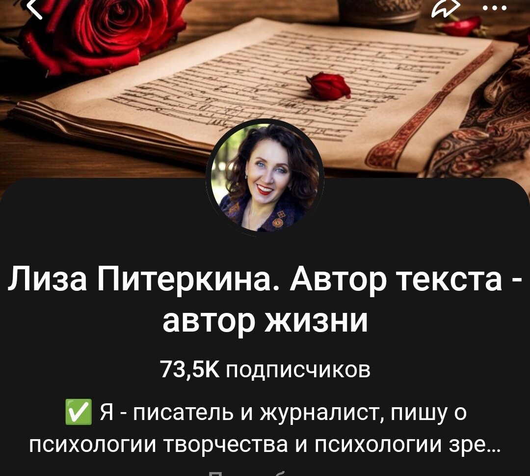 Скрин канала Лизы Питеркиной