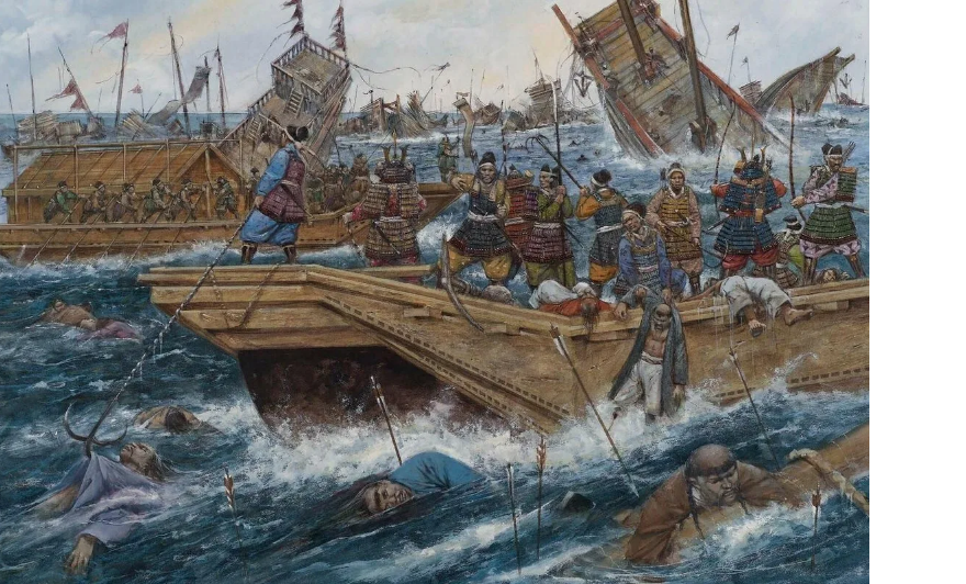   Флот монголов попадает в сильнейший шторм 