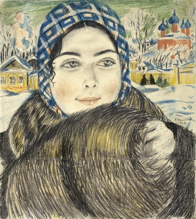 Борис Кустодиев «Молодая купчиха в клетчатом платочке»
1919