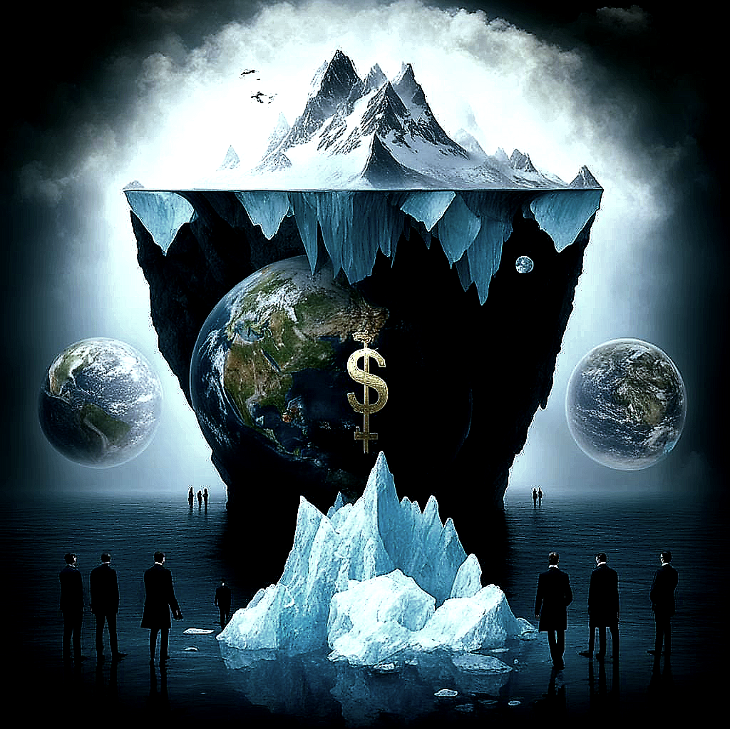Хозяева Денег - это хозяева мировой финансовой пирамиды, на картинке изображенной в виде айсберга