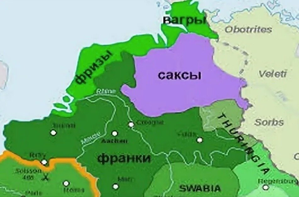Карта расположения фризских земель в 882 году.
