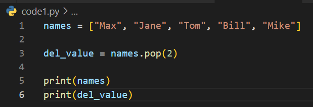 ['Max', 'Jane', 'Bill', 'Mike']
Tom