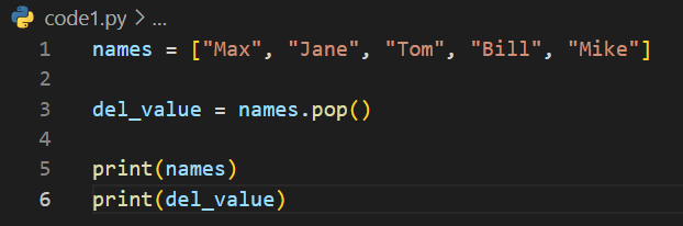 ['Max', 'Jane', 'Tom', 'Bill']
Mike