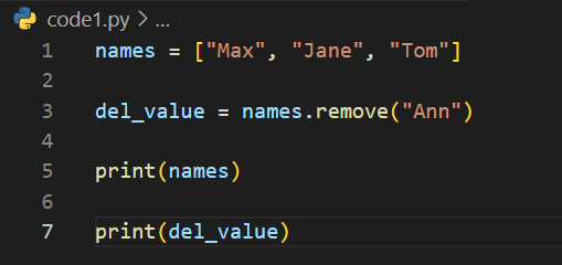 ValueError: list.remove(x): x not in list