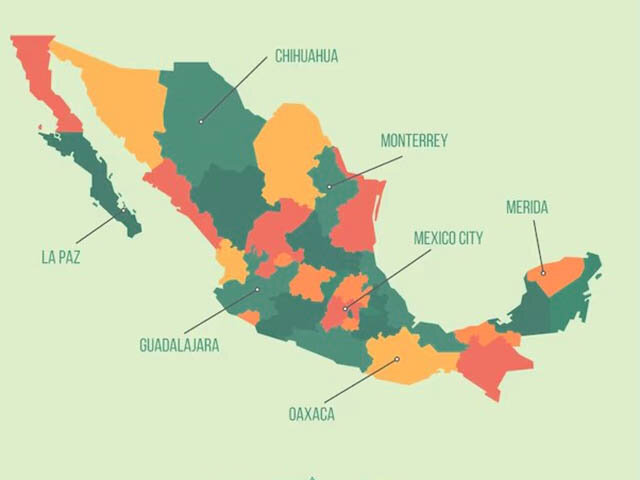 Мексика административно делится на 31 штат и один федеральный округ. Между штатами – роуминг при общении по телефону, что достаточно ощутимо бьёт по кошельку. Фото из свободных источников.